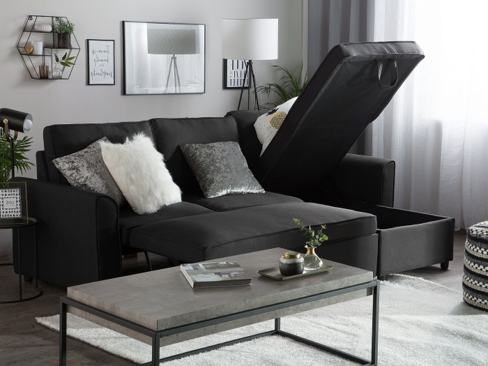 3-seater corner sofa NESNA Black with storage Left [5]