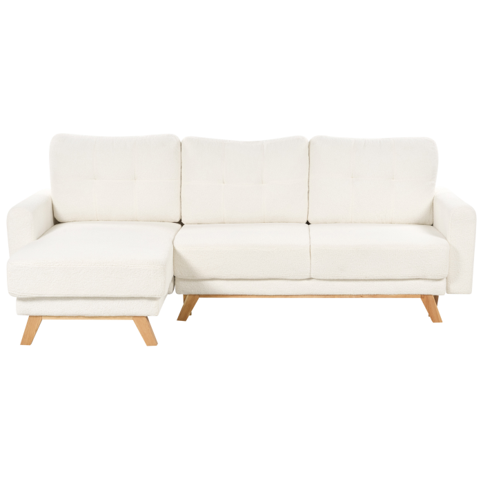 Colțar extensibil cu 3 locuri SIRO Boucle Alb-murdar cu depozitare Dreapta [4]