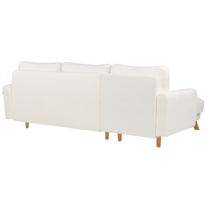 Colțar extensibil cu 3 locuri SIRO Boucle Alb-murdar cu depozitare Dreapta [8]