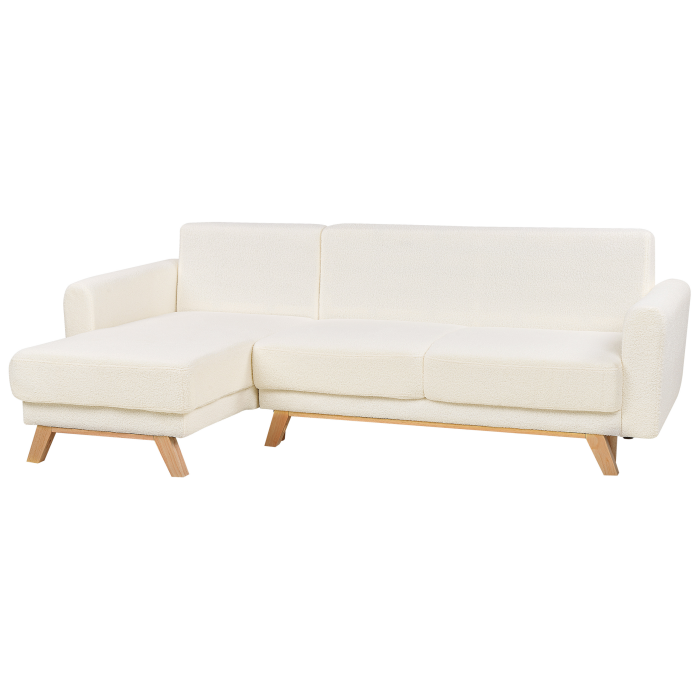 Colțar extensibil cu 3 locuri SIRO Boucle Alb-murdar cu depozitare Dreapta [6]