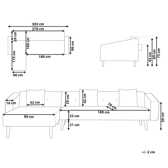 4-seater corner sofa VADSO Velvet Black Right [3]