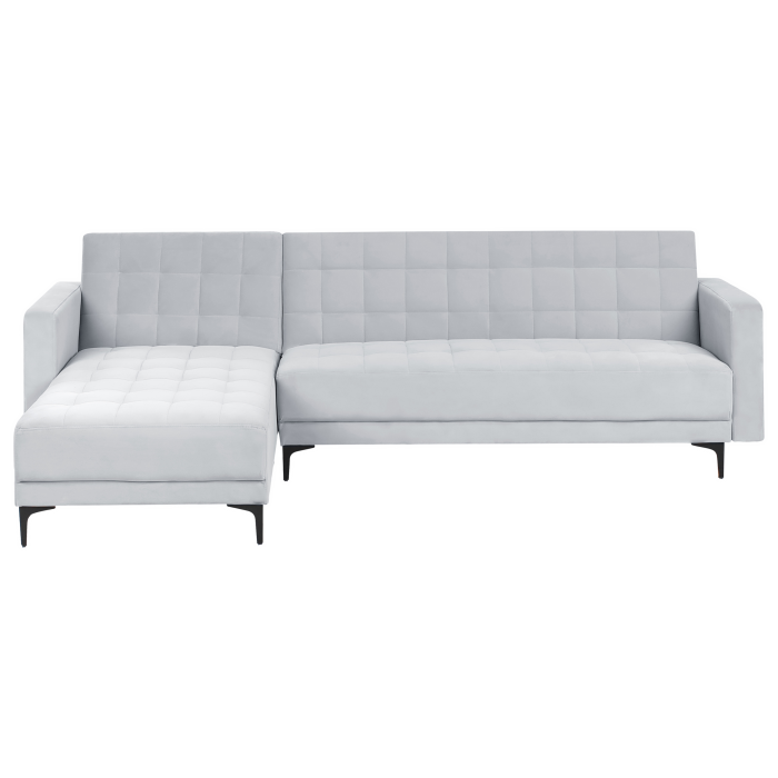 Colțar extensibil modular cu 4 locuri ABERDEEN Catifea Gri deschis Dreapta [2]