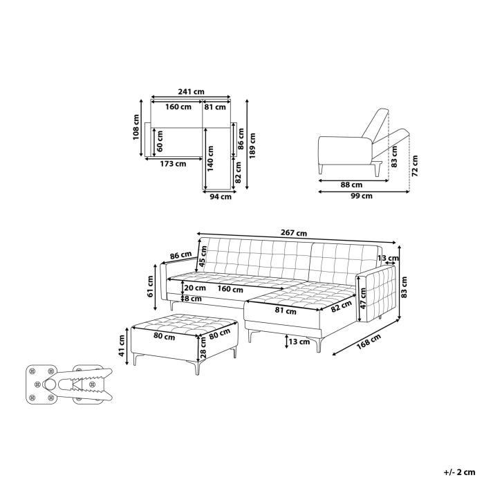 4-seater modular corner sofa ABERDEEN Dark grey with ottoman Left [3]