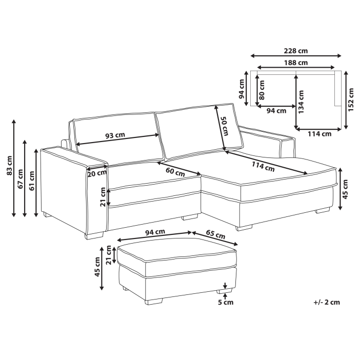 3-seater corner sofa KOLDING Boucle Light beige with ottoman Left [3]