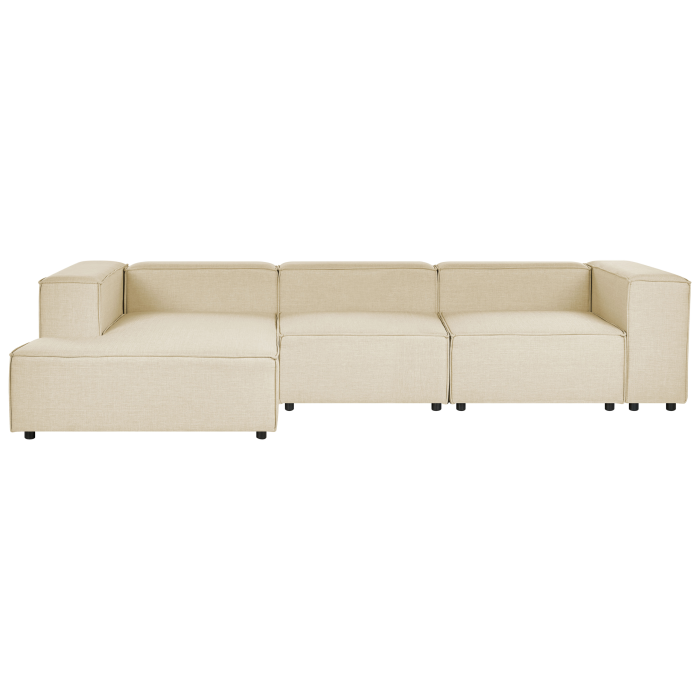 3-seater modular corner sofa APRICA Synthetic Linen Beige Right [2]