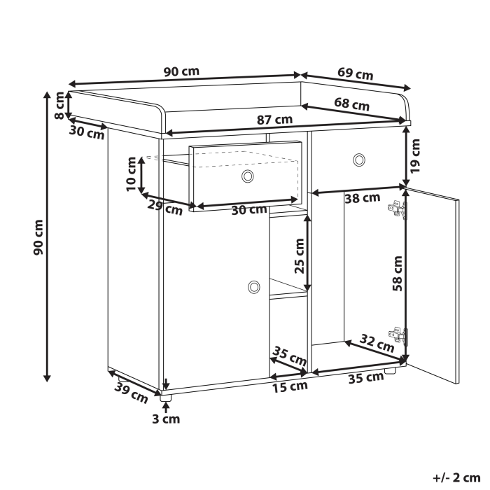 Comodă cu masă pentru înfășat DELISLE Maro deschis [3]