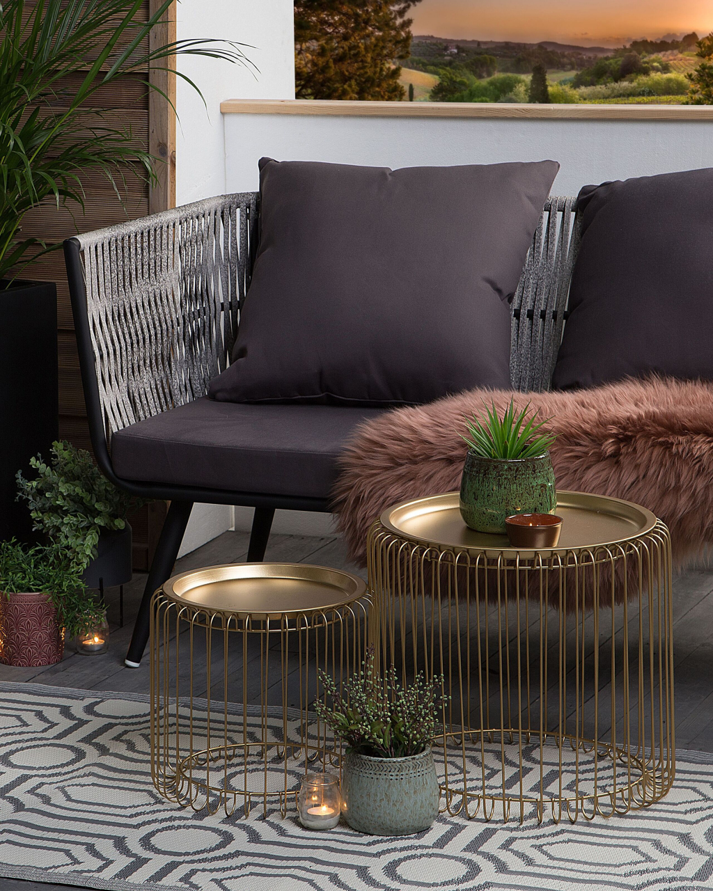 Covor de exterior BIDAR Gri 90 x 180 cm Reversibil [1]