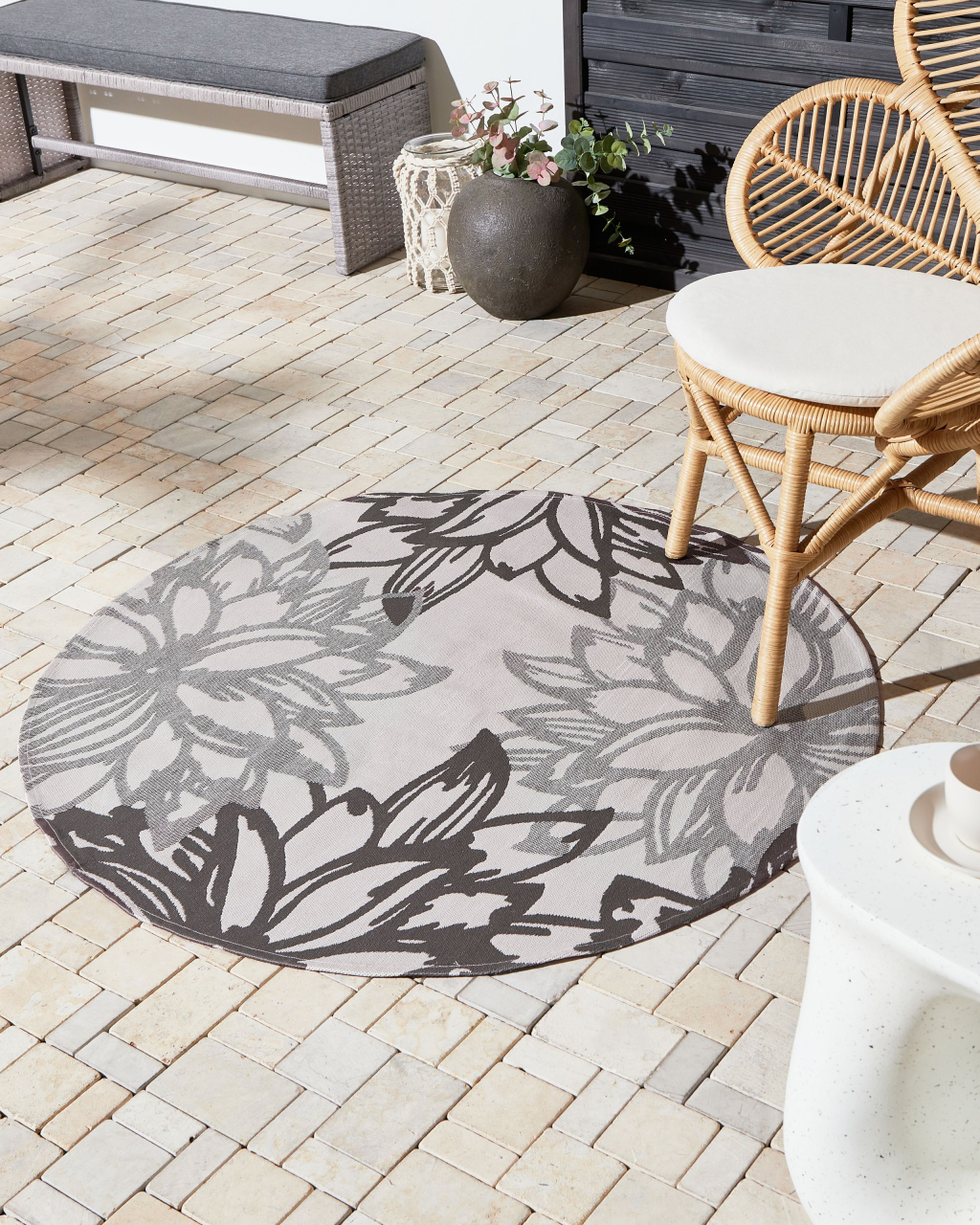 Covor de exterior SOLAPUR Gri ø 120 cm [1]