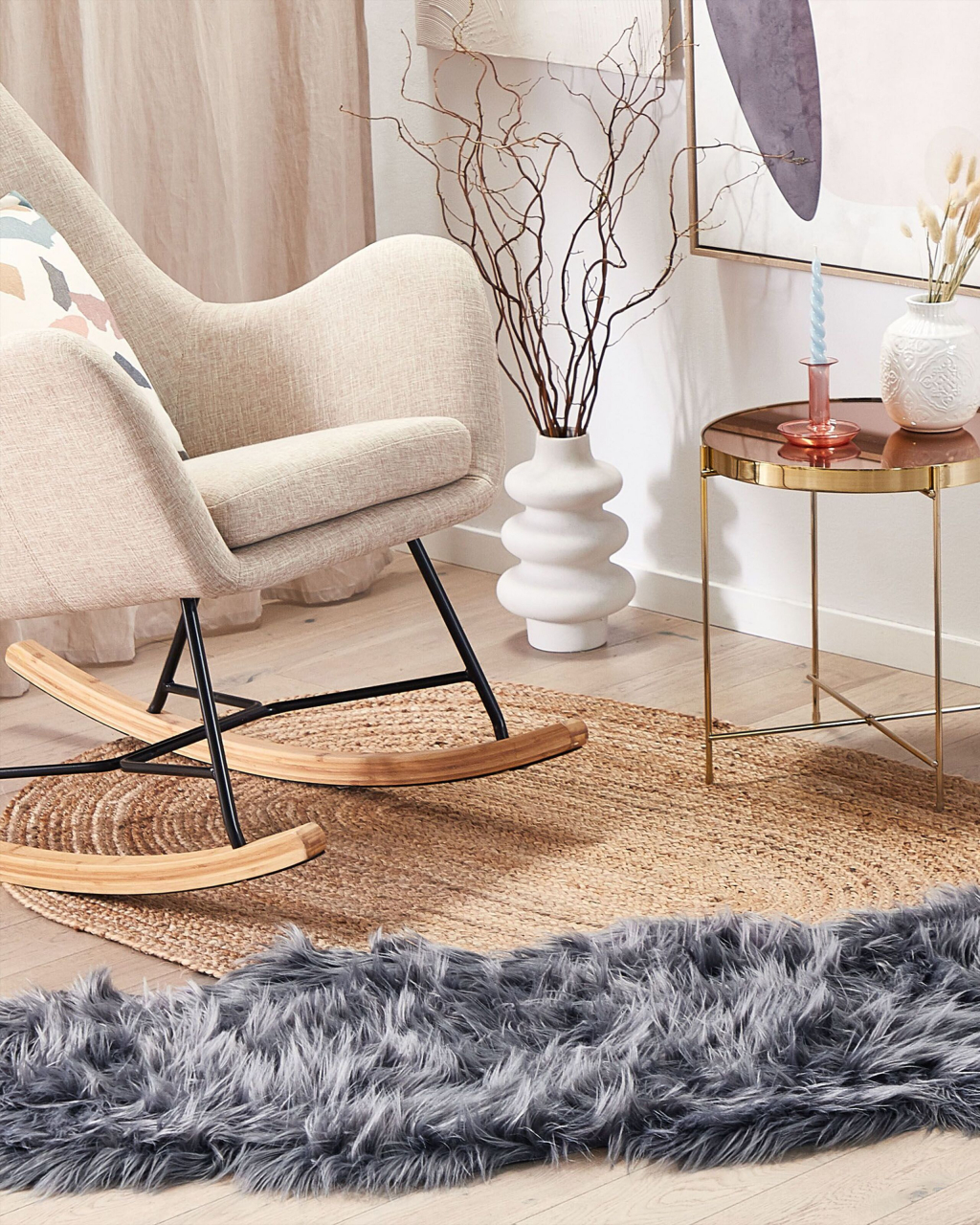 Mamungari faux fur rug dark gray 60 x 180 cm [1]