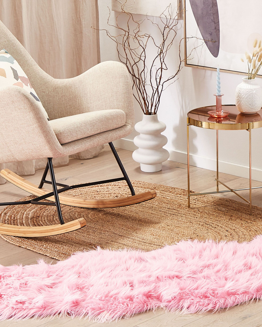 Faux fur rug MAMUNGARI Pink 60 x 180 cm [1]