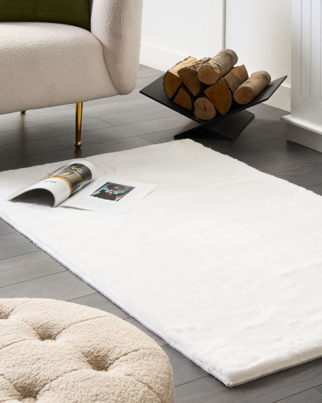 Faux fur rug MIRPUR White 80 x 150 cm [1]