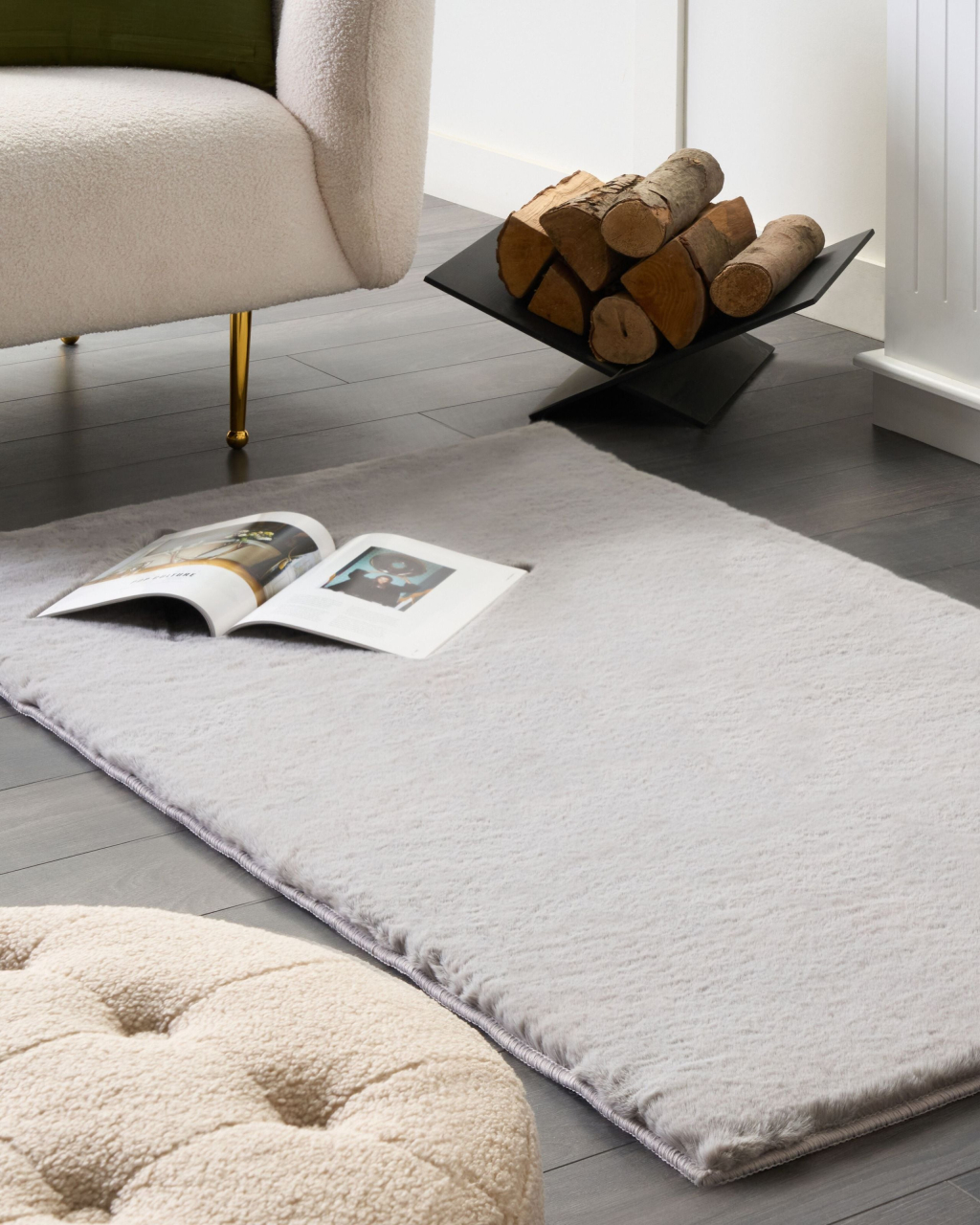MIRPUR Faux Fur Rug Grey 80 x 150 cm [1]