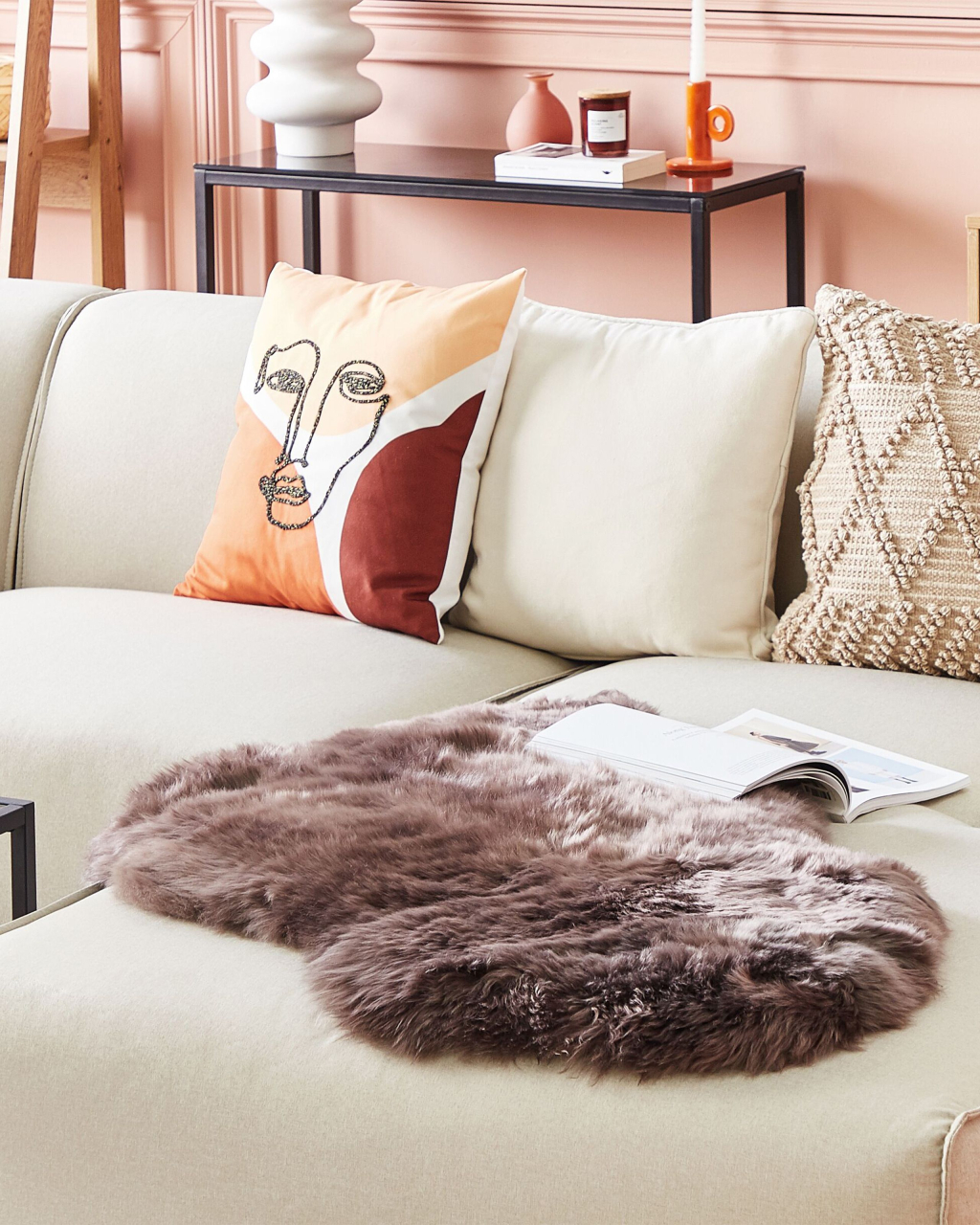 MUNGO Faux Fur Rug Brown 63 x 95 cm [1]