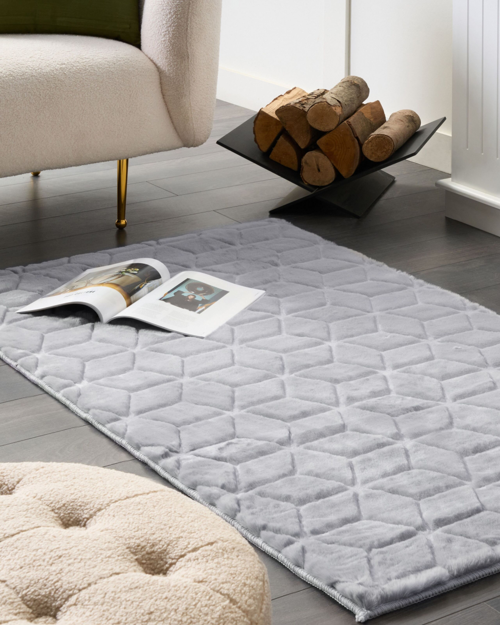 THATTA Faux Fur Rug Grey 80 x 150 cm [1]