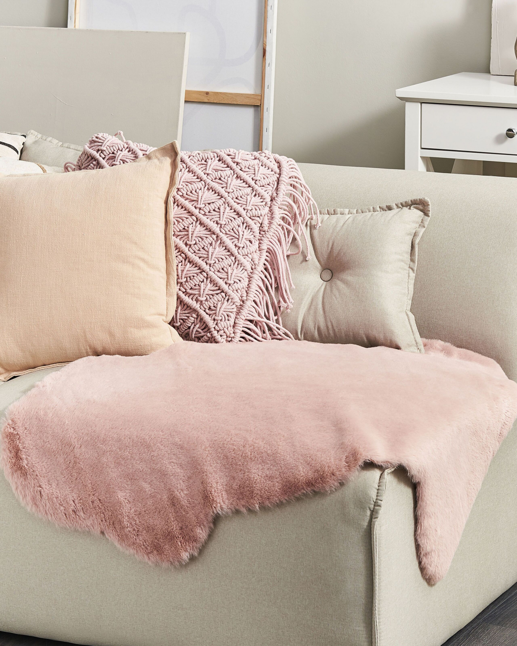 UNDARA Faux Fur Rug Pink 60 x 90 cm [1]