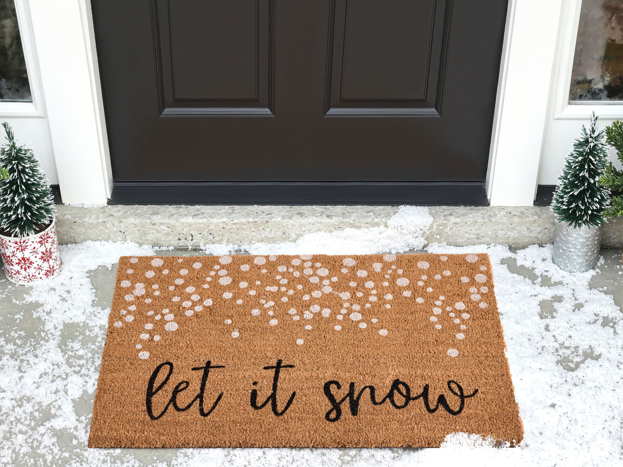 CANAREM Entrance Rug Natural 60 x 90 cm Christmas Pattern Coconut Fiber [1]