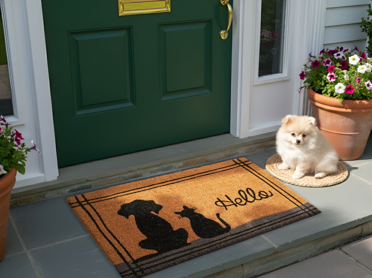 Entrance rug MARAGANG Natural 60 x 90 cm Cat Dog Coconut Fiber [1]