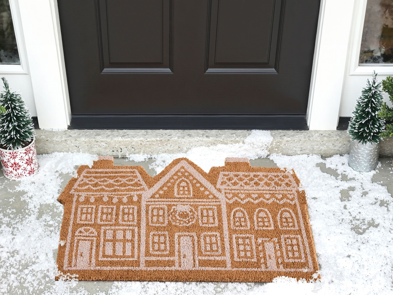 Entrance rug MUHIKAP Natural 60 x 90 cm Christmas Pattern Coconut Fiber [1]