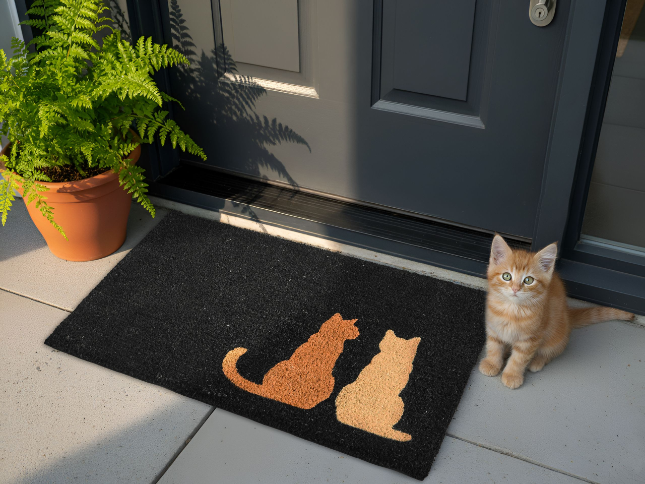 Entrance rug NAPALIT Black 60 x 90 cm Cat Coconut fiber [1]
