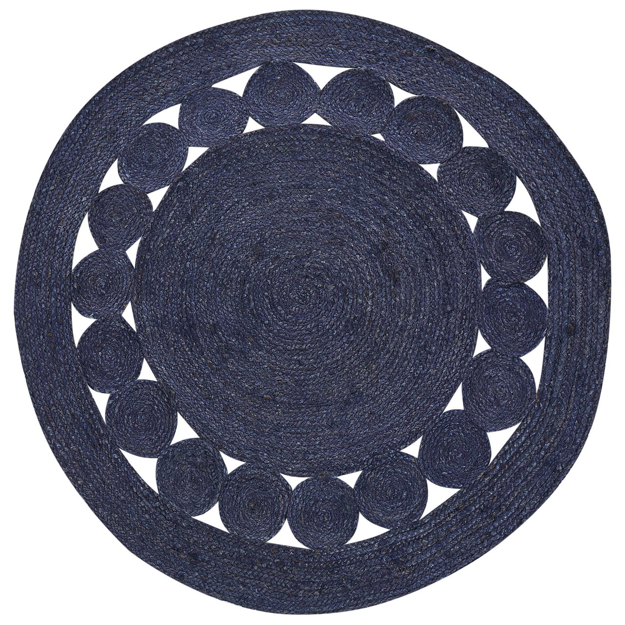 Koyunlu Rug Dark Blue ø 120 cm Jute [4]