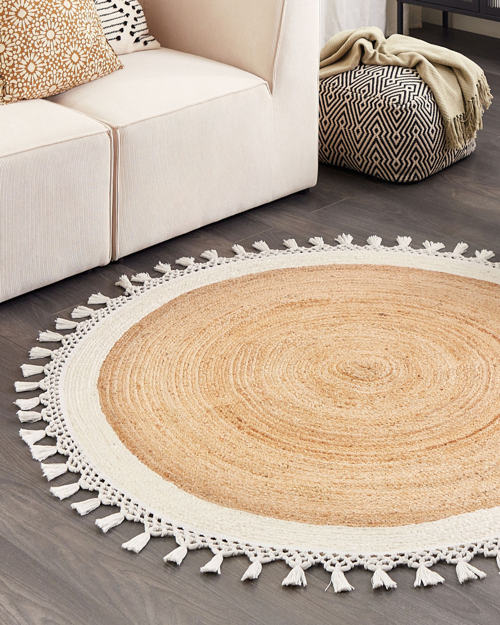 Covor MARTS Alb ø 140 cm Iută [1]