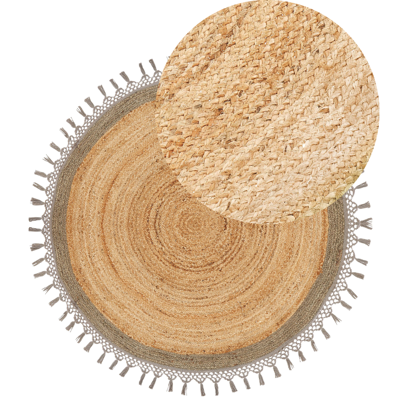 Covor MARTS Gri ø 140 cm Iută [2]