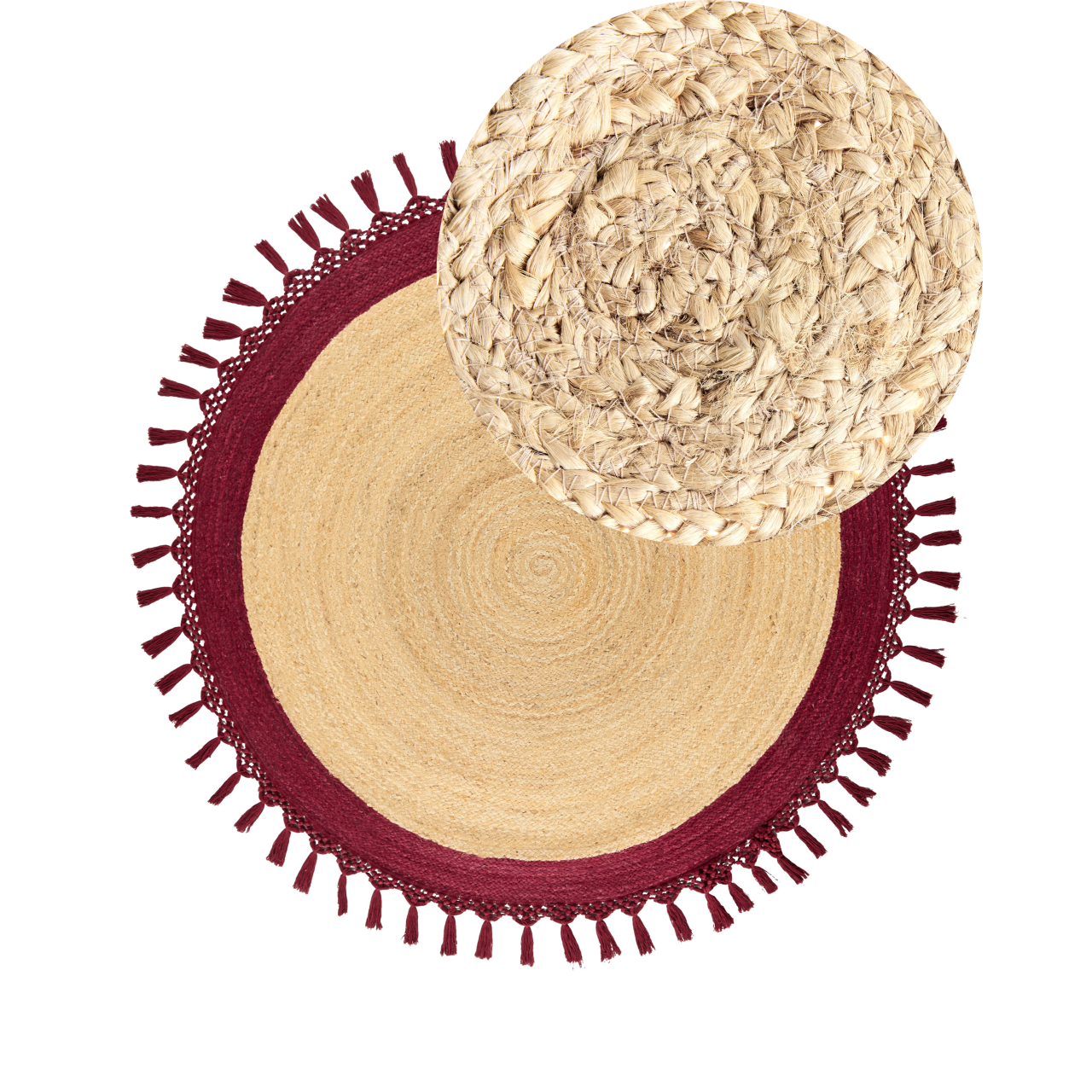 Covor MARTS Roșu închis ø 140 cm Iută [2]