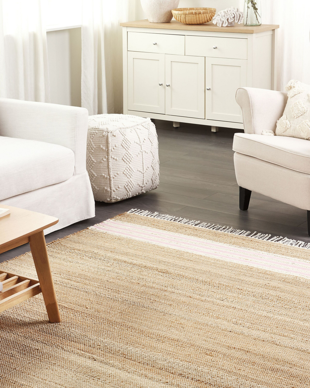 MIRZA Carpet Pastel Pink 160 x 230 cm Jute [1]