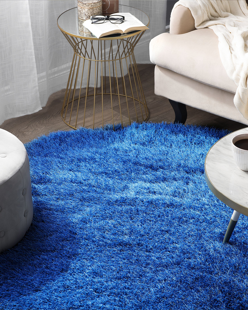 CIDE shaggy carpet Blue ø 140 cm [1]