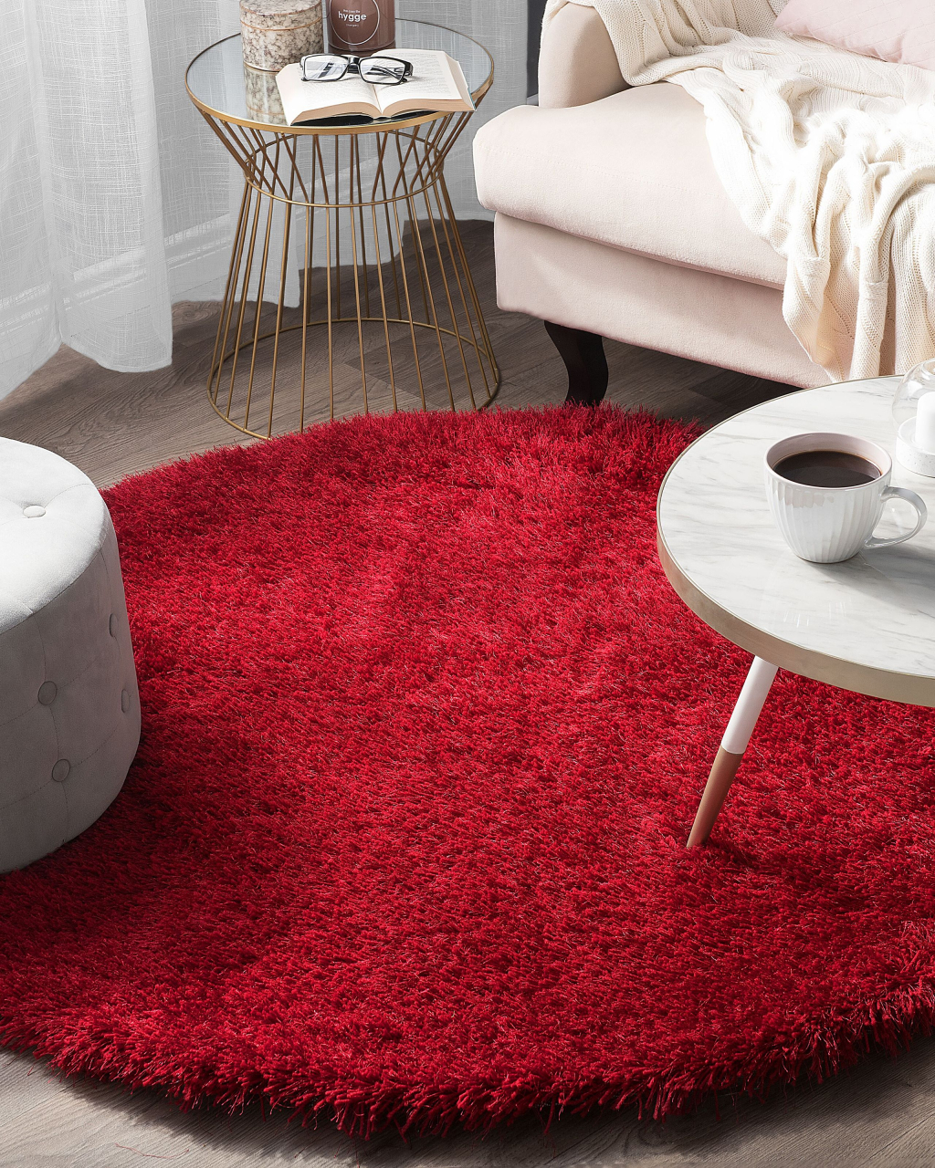 Shaggy rug CIDE Red ø 140 cm [1]