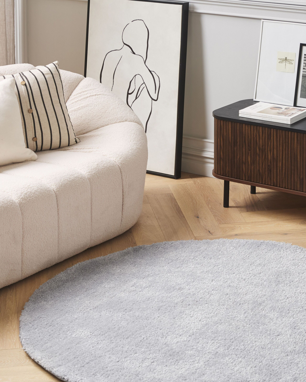 Covor shaggy DEMRE Gri deschis ø 140 cm [1]