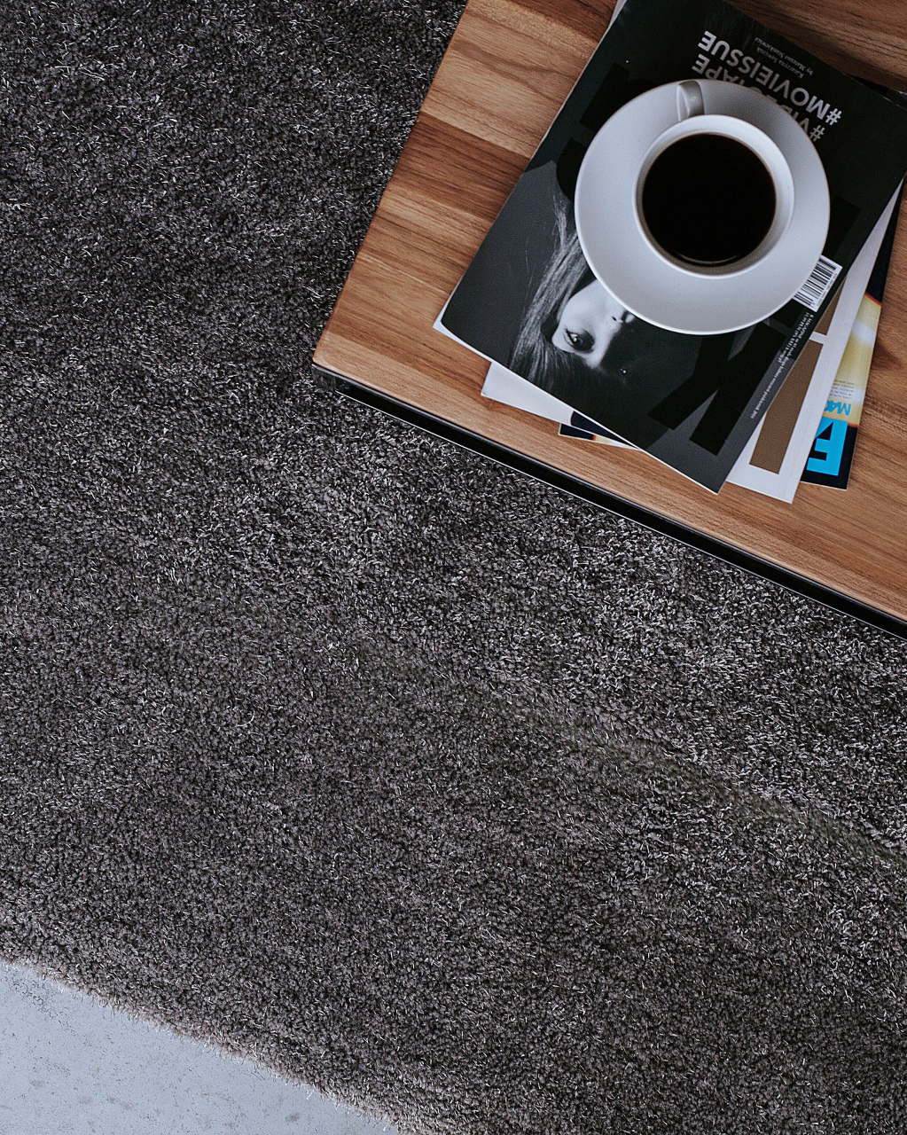 Shaggy rug DEMRE Dark grey 80 x 150 cm [1]