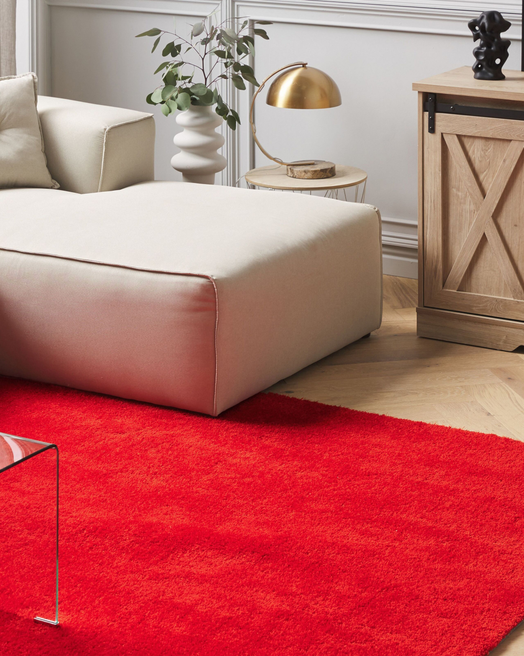 DEMRE Red Shaggy Carpet 200 x 200 cm [1]