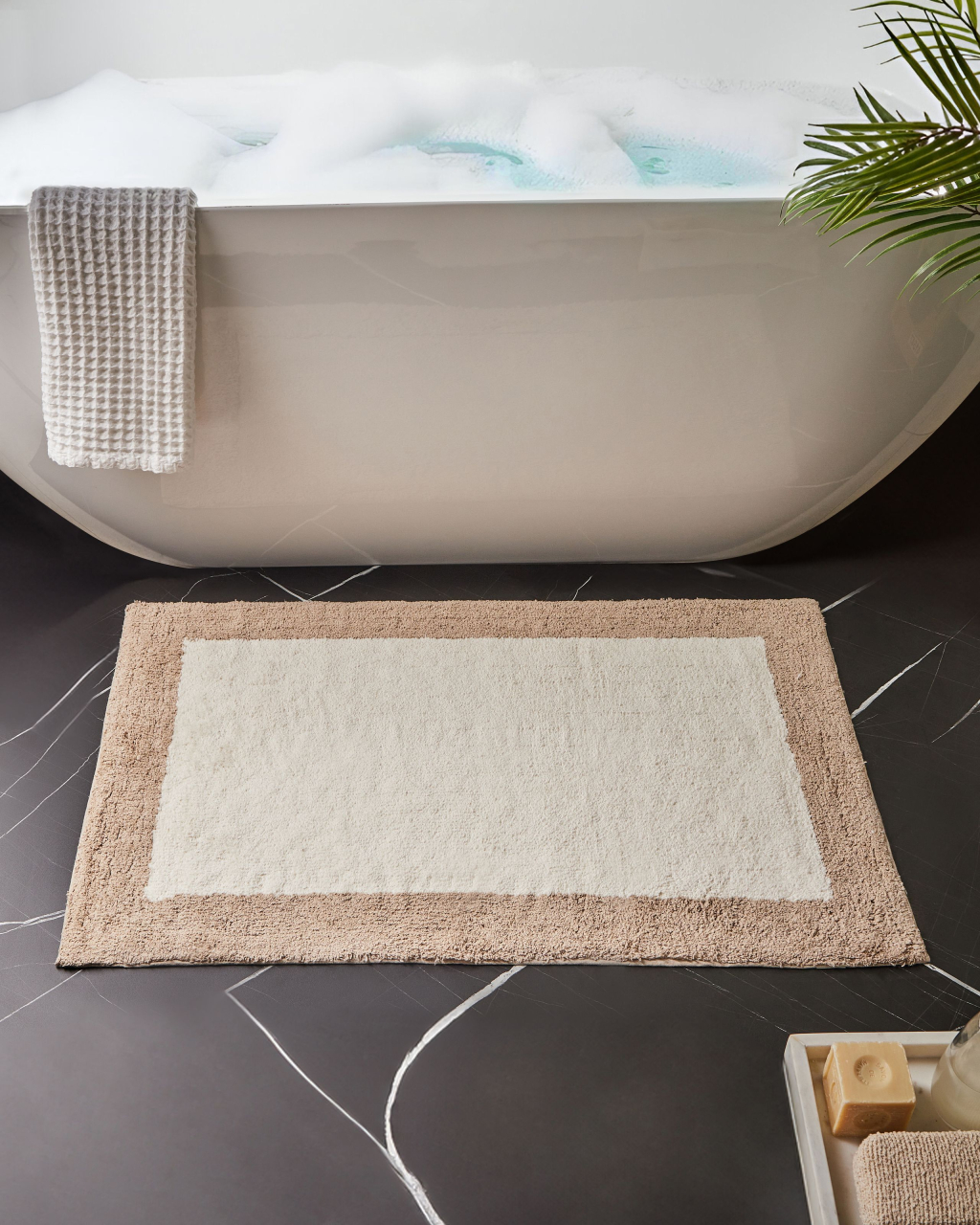 KABRI Bath Mat Brown/Beige 60 x 90 cm Cotton [1]