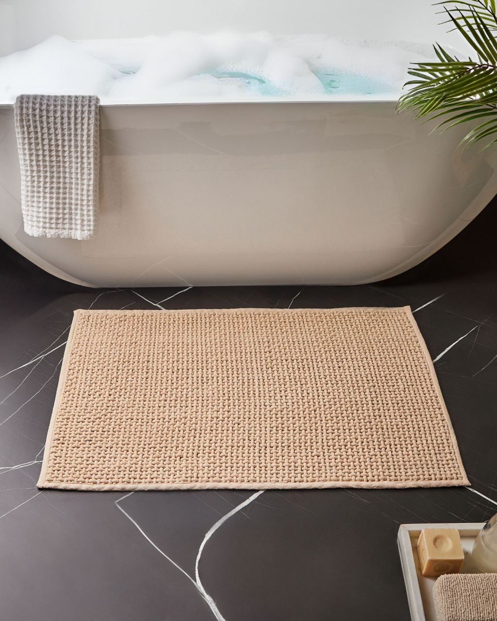 Bath mat KARAD Beige 60 x 90 cm Cotton [1]