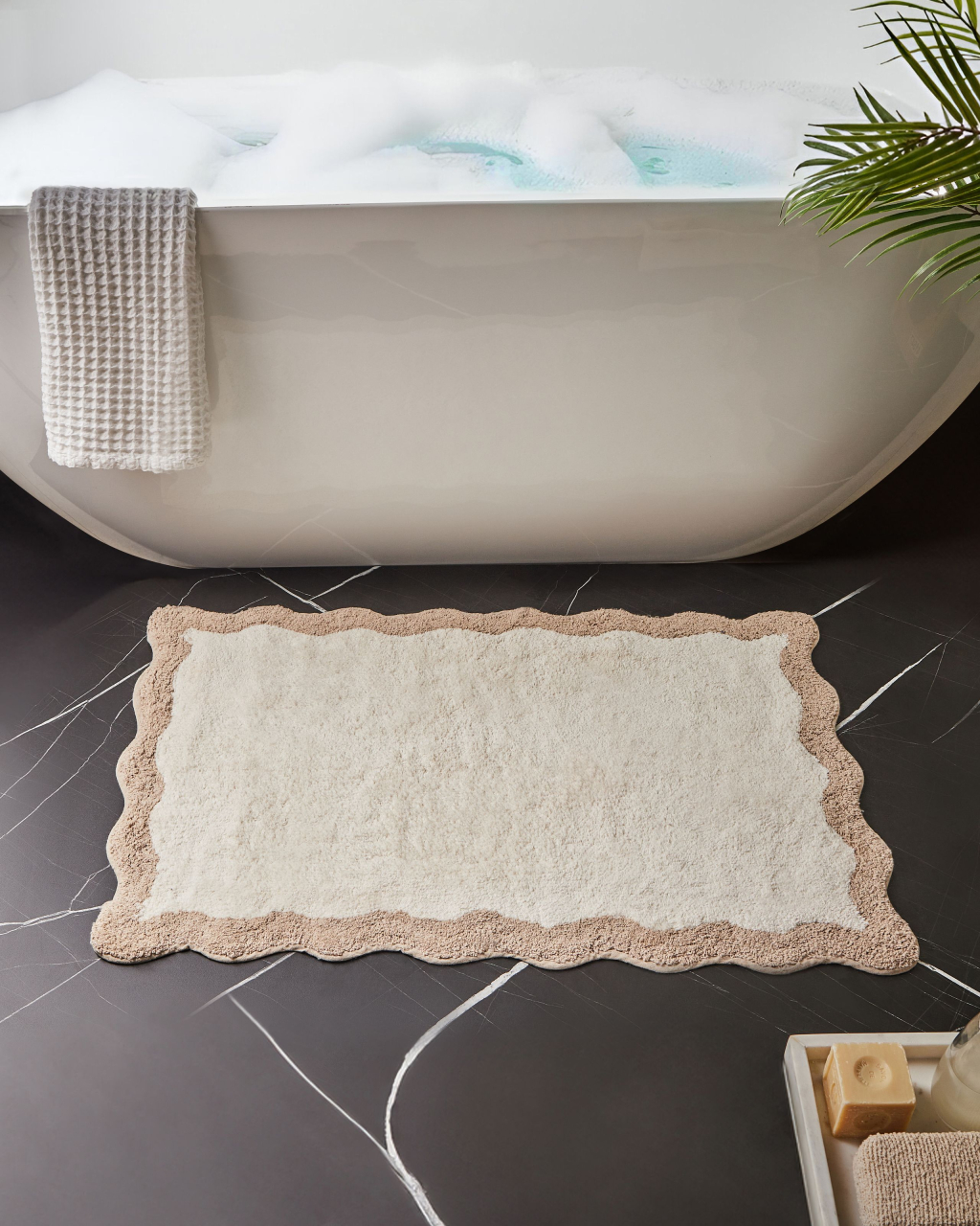 Covoraș de baie NANGAL Maro/Bej 60 x 90 cm Bumbac [1]