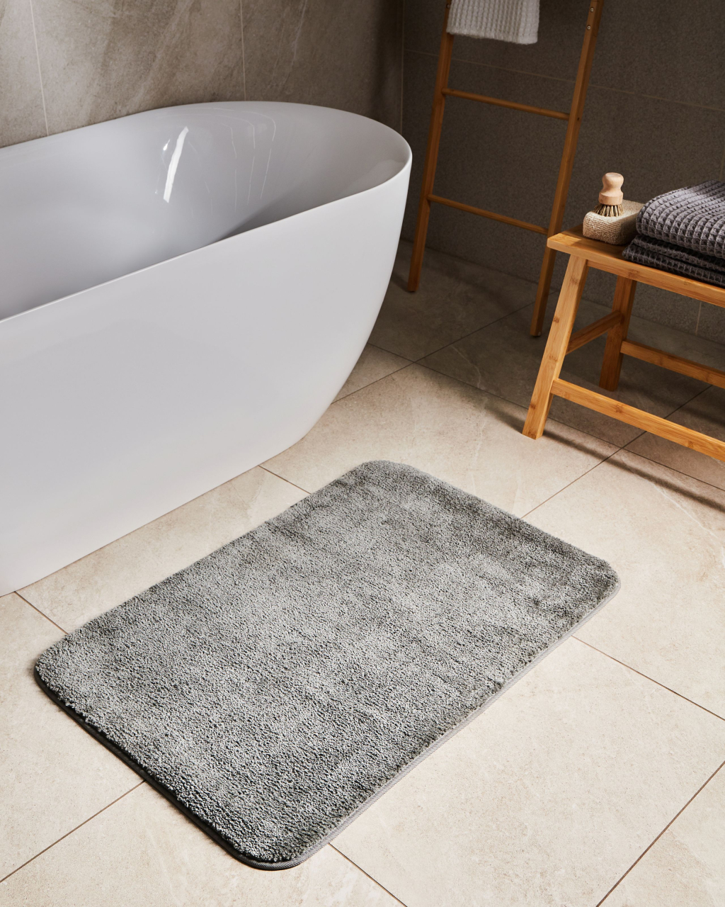 URLANA Bath Mat Grey 60 x 90 cm Microfiber [1]