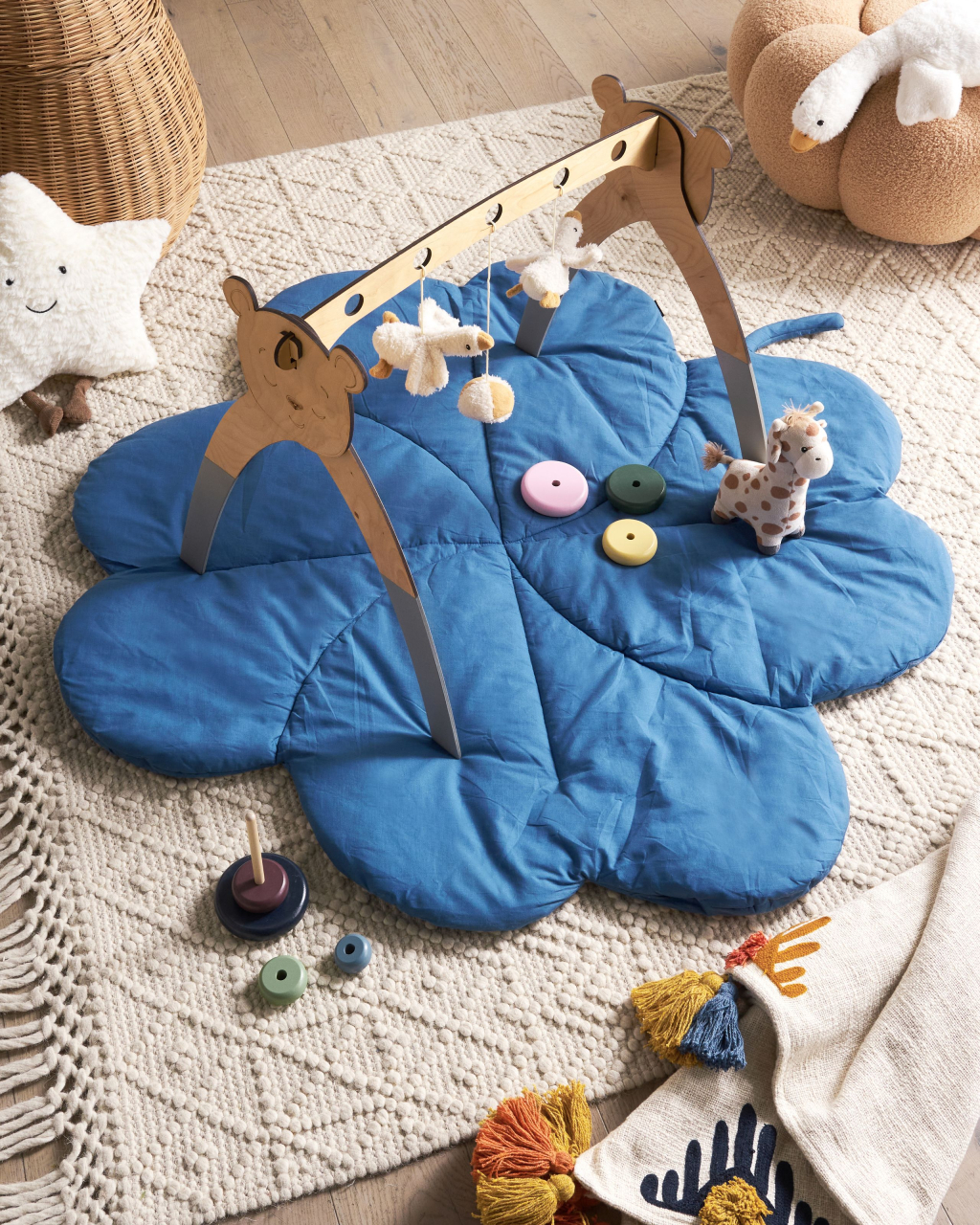 Covoraș de joacă pentru copii ACADINE 110 x 110 cm Bumbac Albastru [1]