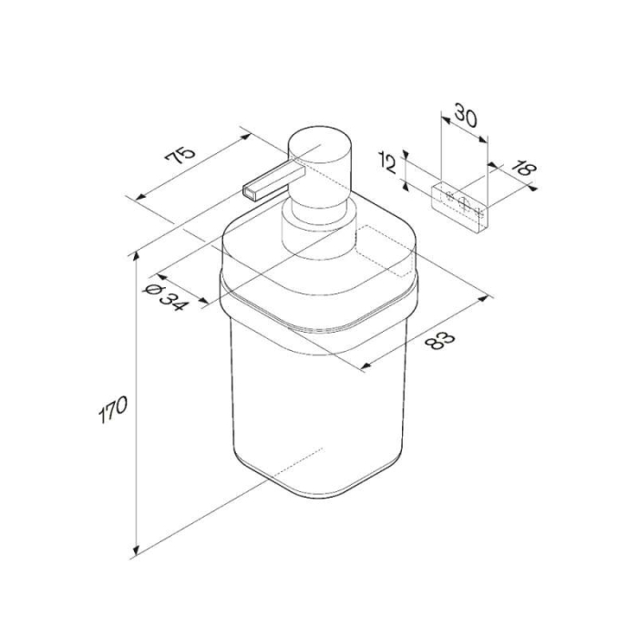 Dozator sapun lichid AM.PM Func A8F36922, sticla + metal, montaj suspendat, 200 ml [7]