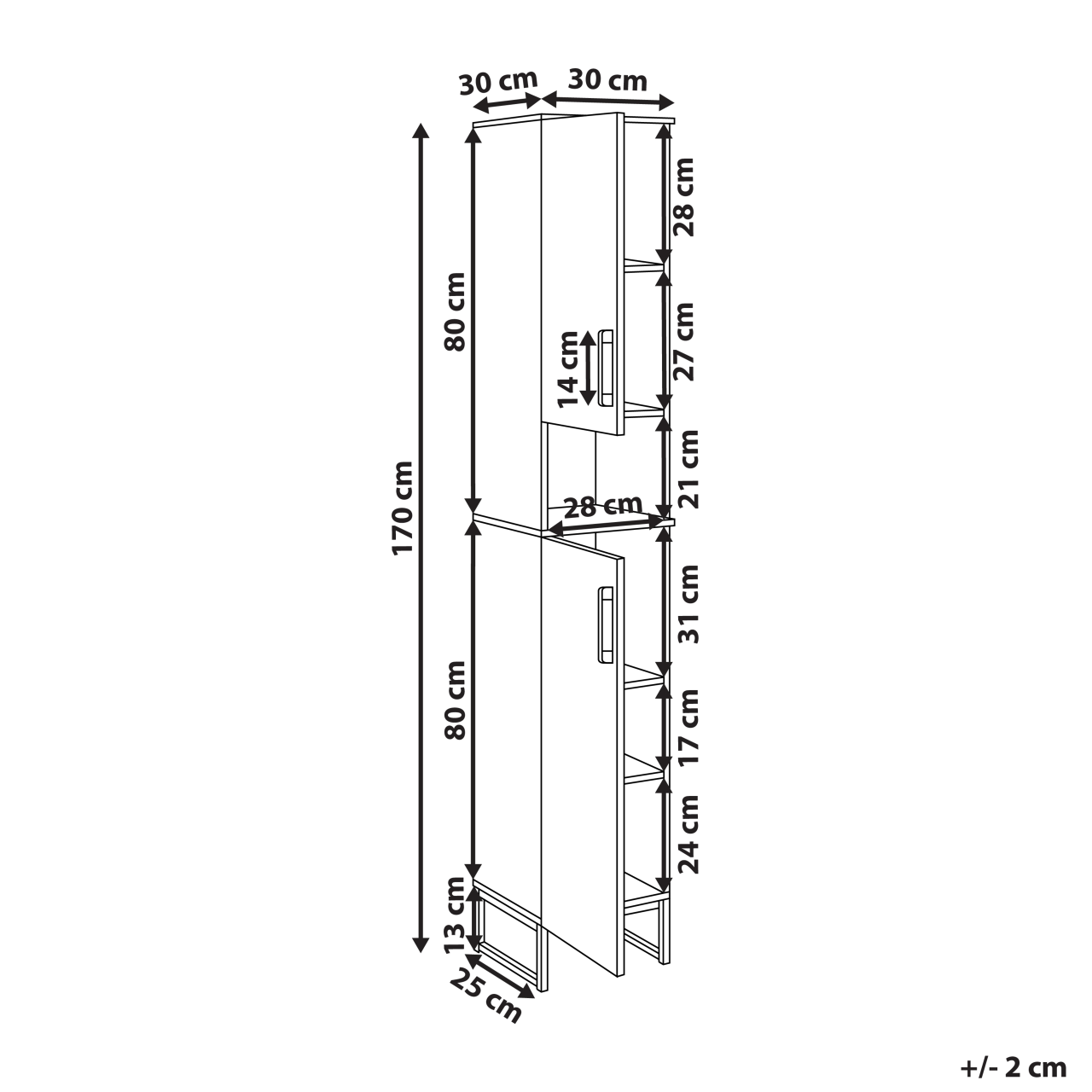 Dulap de baie MISCANTI Lemn de bambus 30 cm Maro deschis [3]