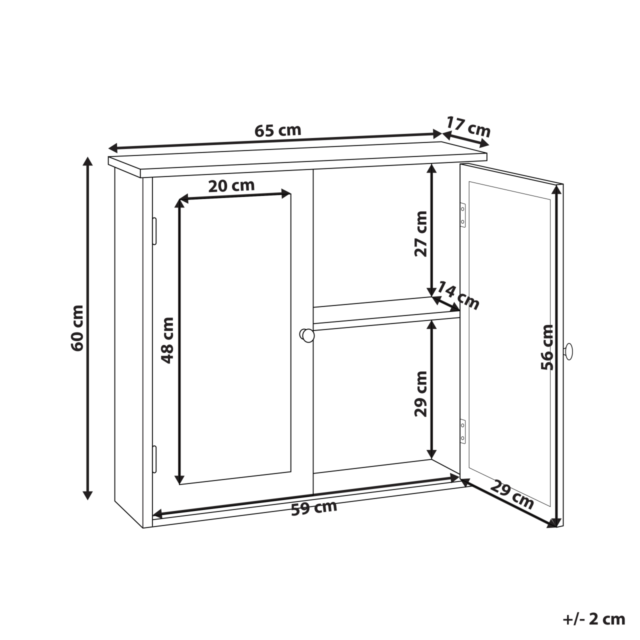 Wall-mounted bathroom cabinet with mirror ALAMOS 65 cm 60 cm White [3]