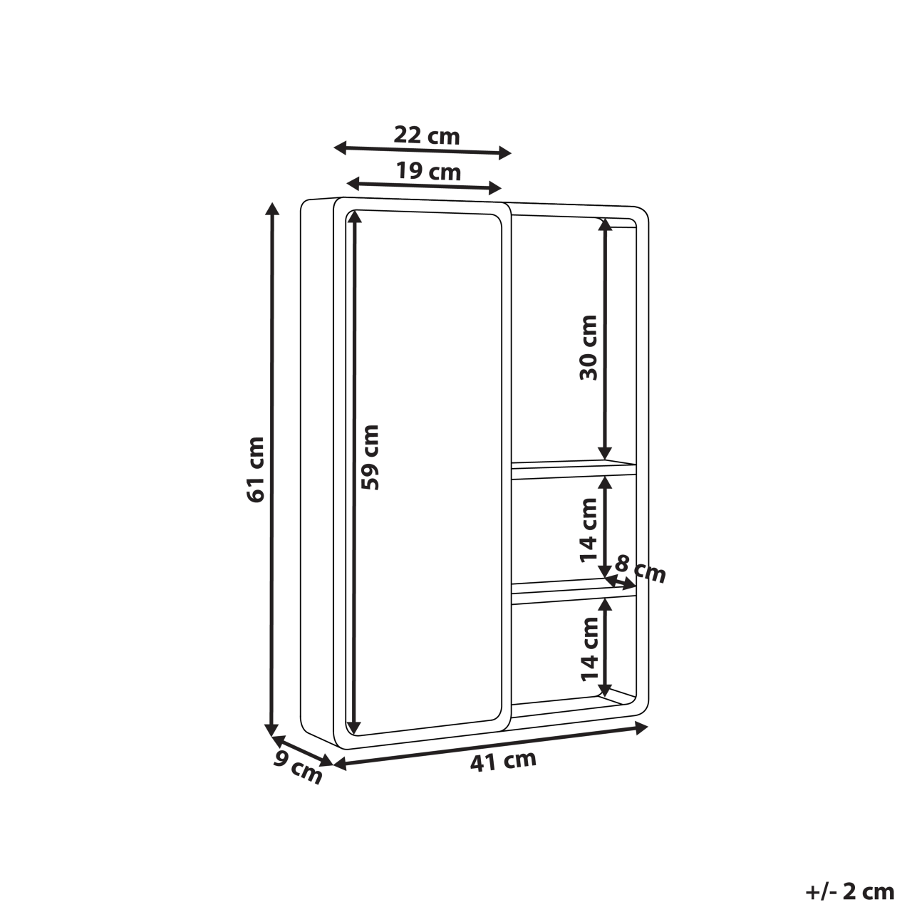 Dulap de baie suspendat cu oglindă GUATAVITA 41 cm 61 cm Maro deschis [3]