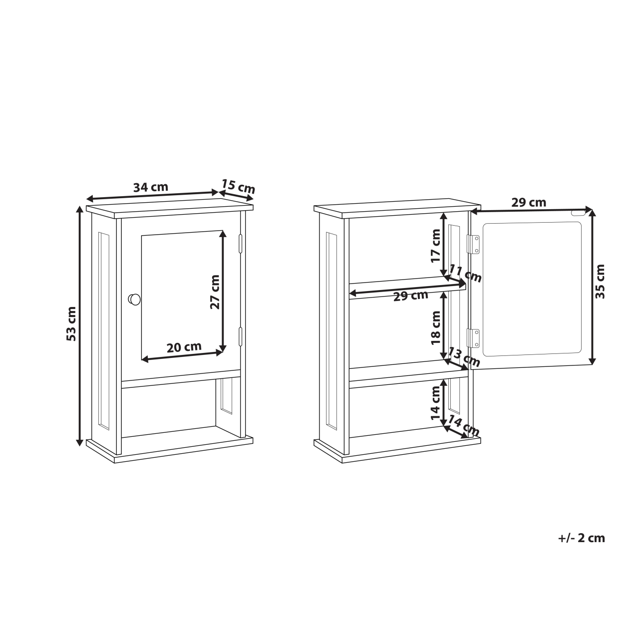 Suspended bathroom cabinet with mirror HUILA 34 cm 53 cm White [3]