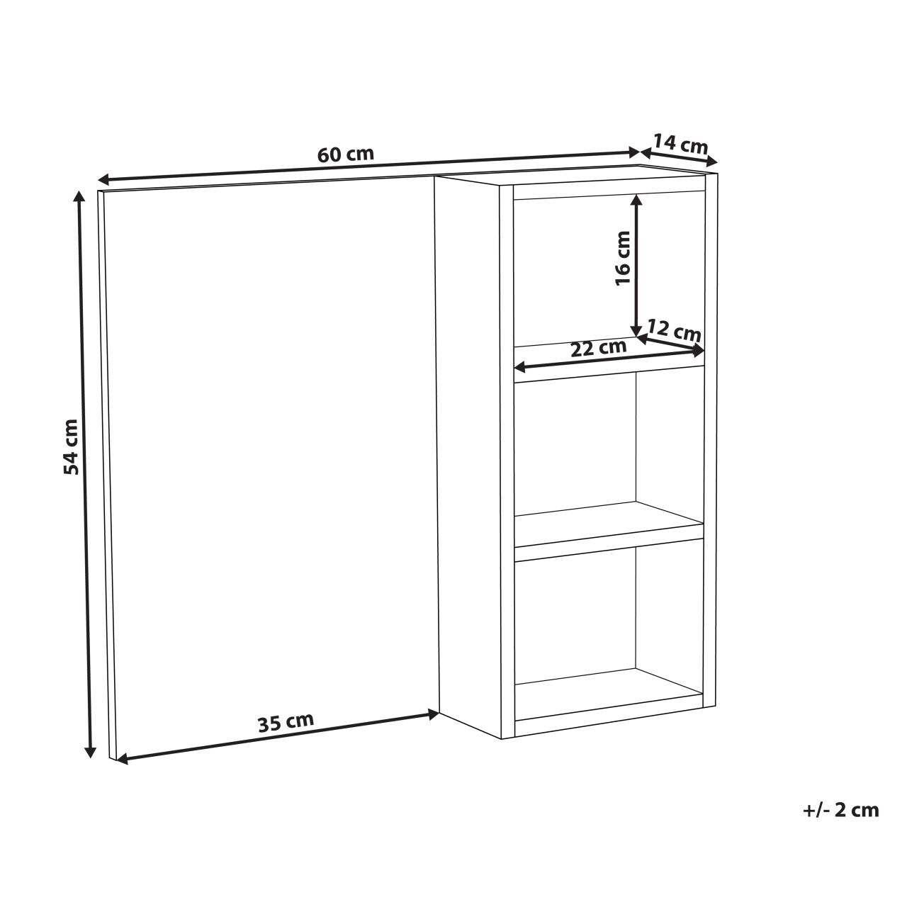 JOINVILLE wall-mounted bathroom cabinet with mirror 60 cm 54 cm Marble white [3]