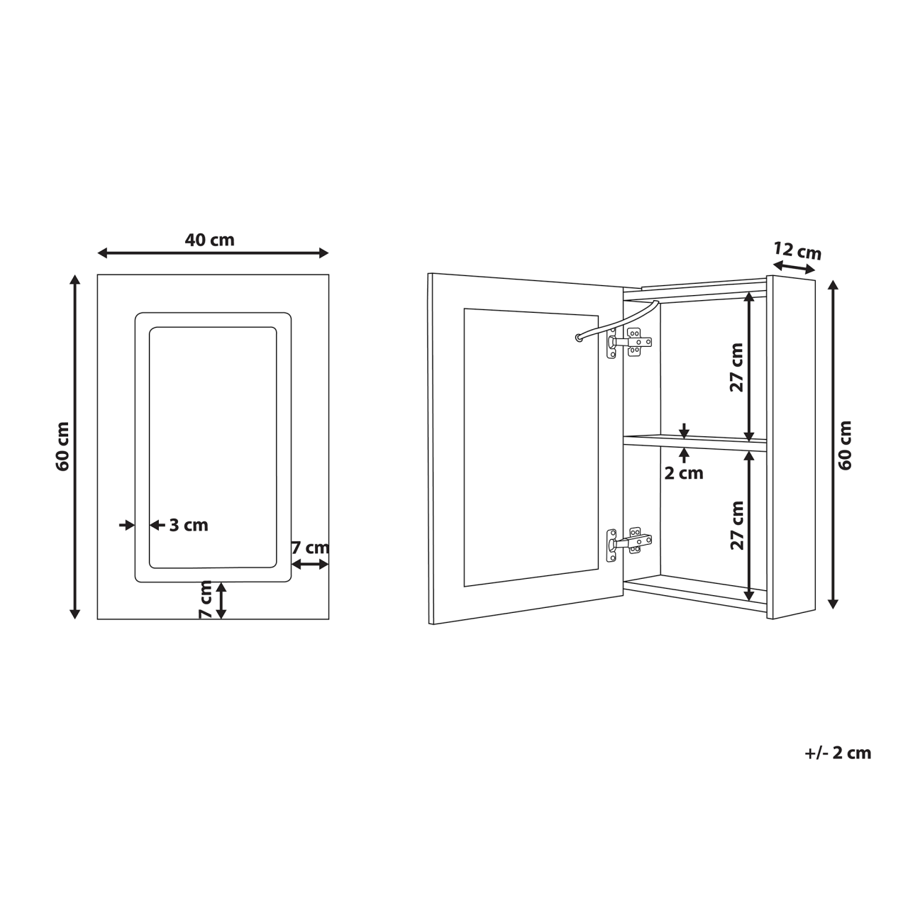 Suspended bathroom cabinet with LED mirror CONDOR 40 cm 60 cm White [3]