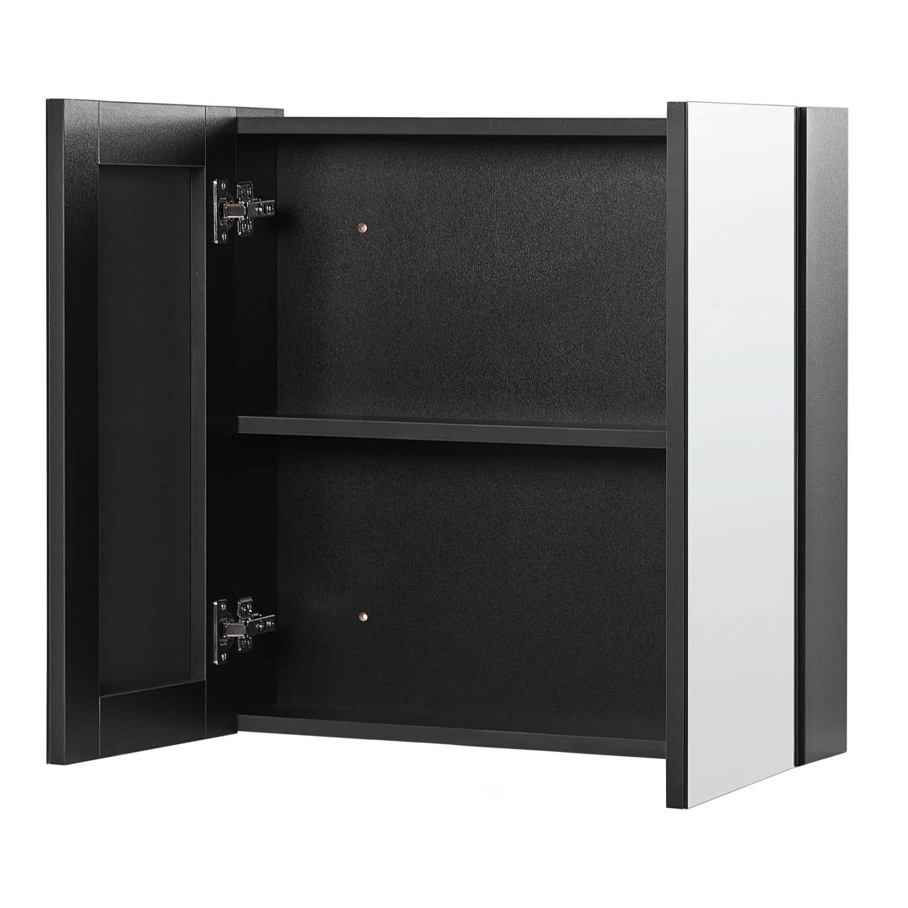 Suspended bathroom cabinet with mirror NAVARRA 60 cm 60 cm Black [4]