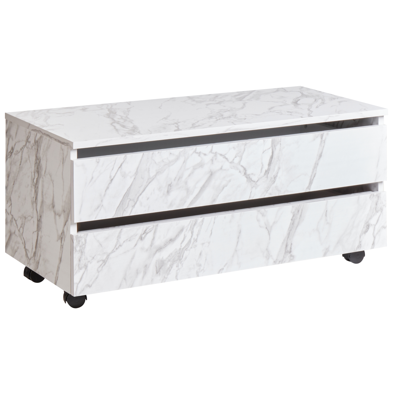 Dulap de baie TERESINA cu roți 80 cm Alb marmură [2]