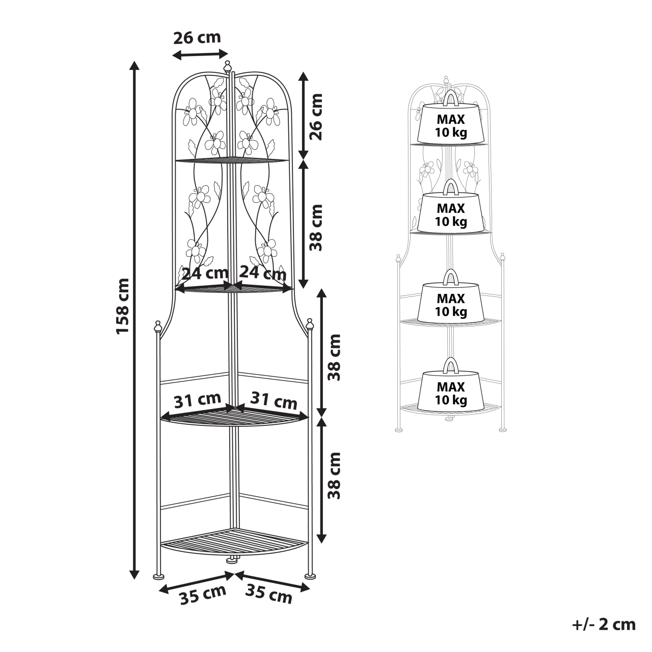 Corner shelf BIELLA Metal 35 cm 35 cm White [3]