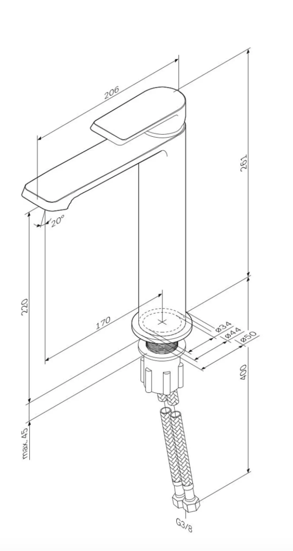 Flash Baterie monocomandă înaltă lavoar, negru mat [3]