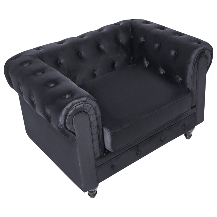 Fotoliu CHESTERFIELD Catifea Negru [6]